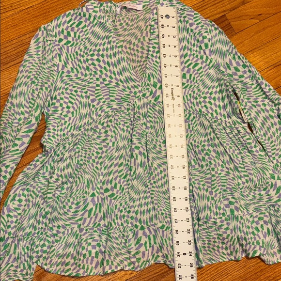 Meet Me In Santorini Green Purple Patterned Women's Ava Large Top - Picture 4 of 5